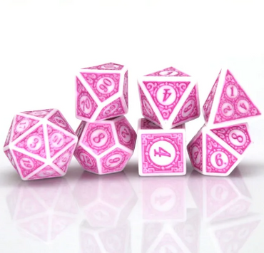 White & Purple Magic Flame 7-Dice Set DND RPG Dice Purple Color Fill (Online Only)