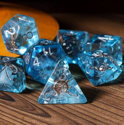 Nautical Odyssey Blue 7-Dice Set DND RPG Dice Gold Rudder Inclusion (Online Only)