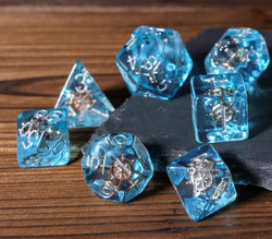 Nautical Odyssey Blue 7-Dice Set DND RPG Dice Gold Rudder Inclusion (Online Only)