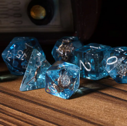 Nautical Odyssey Blue 7-Dice Set DND RPG Dice Gold Rudder Inclusion (Online Only)