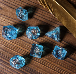 Nautical Odyssey Blue 7-Dice Set DND RPG Dice Gold Rudder Inclusion (Online Only)