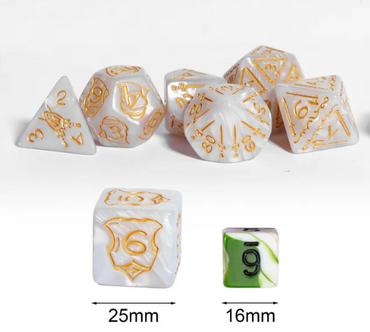 Giant Fighter Pearl Dice (7) with Gold Numbers JUMBO Dice Set (Available in Several Colors) (Online Only)