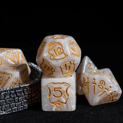 Giant Fighter Pearl Dice (7) with Gold Numbers JUMBO Dice Set (Available in Several Colors) (Online Only)