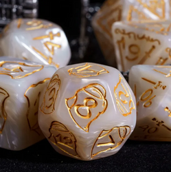 Giant Fighter Pearl Dice (7) with Gold Numbers JUMBO Dice Set (Available in Several Colors) (Online Only)