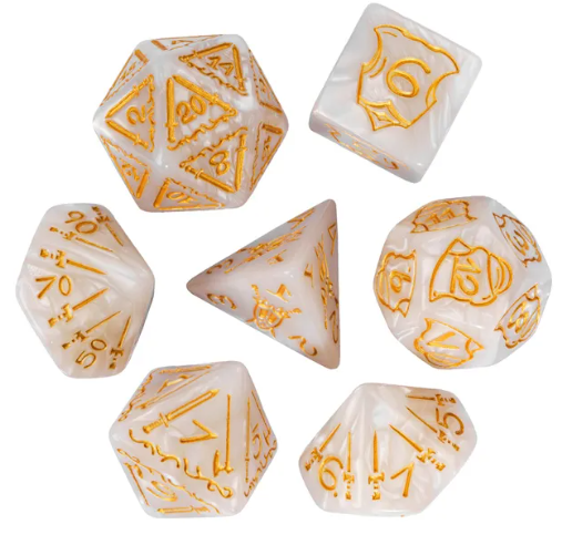 Giant Fighter Pearl Dice (7) with Gold Numbers JUMBO Dice Set (Available in Several Colors) (Online Only)
