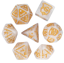 Giant Fighter Pearl Dice (7) with Gold Numbers JUMBO Dice Set (Available in Several Colors) (Online Only)
