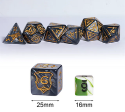 Giant Fighter Pearl Dice (7) with Gold Numbers JUMBO Dice Set (Available in Several Colors) (Online Only)