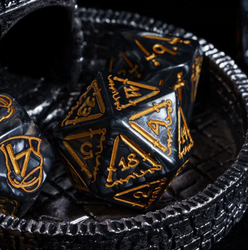 Giant Fighter Pearl Dice (7) with Gold Numbers JUMBO Dice Set (Available in Several Colors) (Online Only)