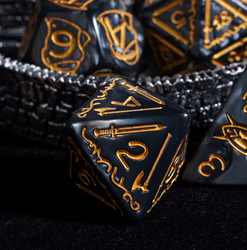 Giant Fighter Pearl Dice (7) with Gold Numbers JUMBO Dice Set (Available in Several Colors) (Online Only)