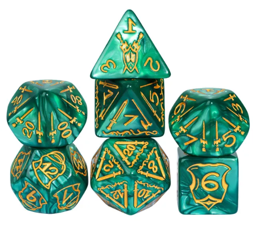 Giant Fighter Pearl Dice (7) with Gold Numbers JUMBO Dice Set (Available in Several Colors) (Online Only)