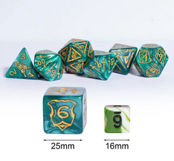 Giant Fighter Pearl Dice (7) with Gold Numbers JUMBO Dice Set (Available in Several Colors) (Online Only)