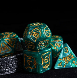 Giant Fighter Pearl Dice (7) with Gold Numbers JUMBO Dice Set (Available in Several Colors) (Online Only)