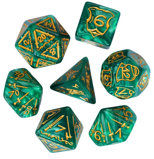 Giant Fighter Pearl Dice (7) with Gold Numbers JUMBO Dice Set (Available in Several Colors) (Online Only)