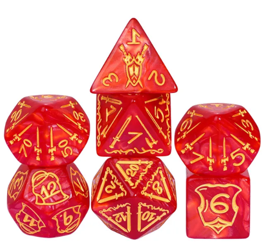 Giant Fighter Pearl Dice (7) with Gold Numbers JUMBO Dice Set (Available in Several Colors) (Online Only)