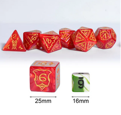 Giant Fighter Pearl Dice (7) with Gold Numbers JUMBO Dice Set (Available in Several Colors) (Online Only)