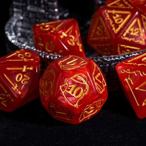 Giant Fighter Pearl Dice (7) with Gold Numbers JUMBO Dice Set (Available in Several Colors) (Online Only)