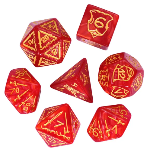 Giant Fighter Pearl Dice (7) with Gold Numbers JUMBO Dice Set (Available in Several Colors) (Online Only)