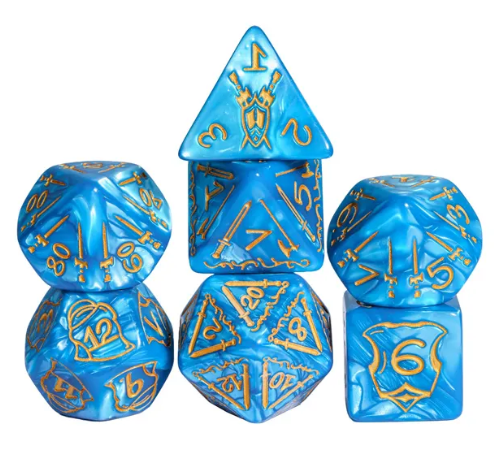 Giant Fighter Pearl Dice (7) with Gold Numbers JUMBO Dice Set (Available in Several Colors) (Online Only)