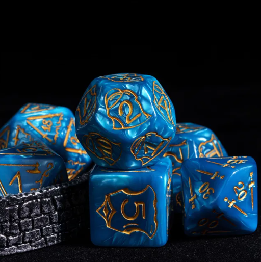 Giant Fighter Pearl Dice (7) with Gold Numbers JUMBO Dice Set (Available in Several Colors) (Online Only)