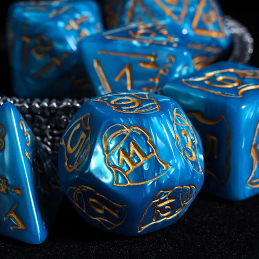 Giant Fighter Pearl Dice (7) with Gold Numbers JUMBO Dice Set (Available in Several Colors) (Online Only)