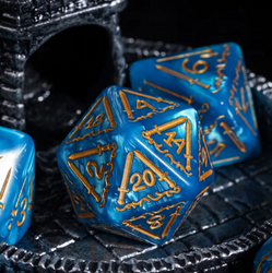 Giant Fighter Pearl Dice (7) with Gold Numbers JUMBO Dice Set (Available in Several Colors) (Online Only)