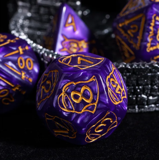 Giant Fighter Pearl Dice (7) with Gold Numbers JUMBO Dice Set (Available in Several Colors) (Online Only)