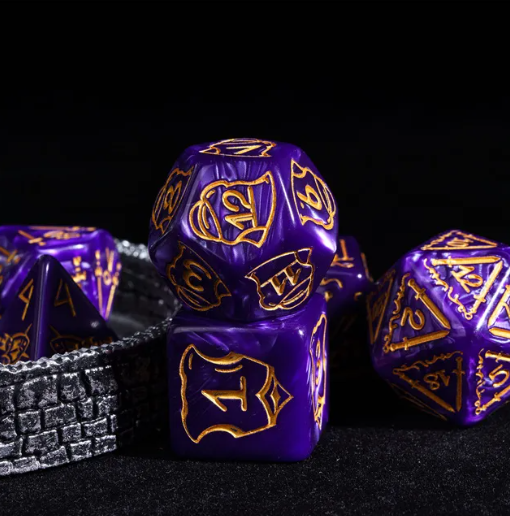 Giant Fighter Pearl Dice (7) with Gold Numbers JUMBO Dice Set (Available in Several Colors) (Online Only)