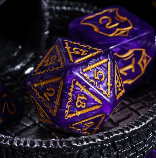 Giant Fighter Pearl Dice (7) with Gold Numbers JUMBO Dice Set (Available in Several Colors) (Online Only)