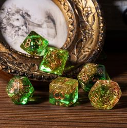 Nautical Odyssey Green 7-Dice Set DND RPG Dice Gold AnchorInclusion (Online Only)