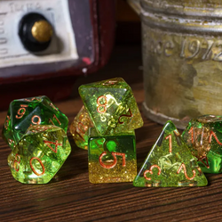 Nautical Odyssey Green 7-Dice Set DND RPG Dice Gold AnchorInclusion (Online Only)