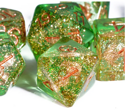 Nautical Odyssey Green 7-Dice Set DND RPG Dice Gold AnchorInclusion (Online Only)