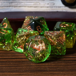 Nautical Odyssey Green 7-Dice Set DND RPG Dice Gold AnchorInclusion (Online Only)