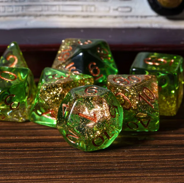 Nautical Odyssey Green 7-Dice Set DND RPG Dice Gold AnchorInclusion (Online Only)