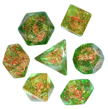 Nautical Odyssey Green 7-Dice Set DND RPG Dice Gold AnchorInclusion (Online Only)