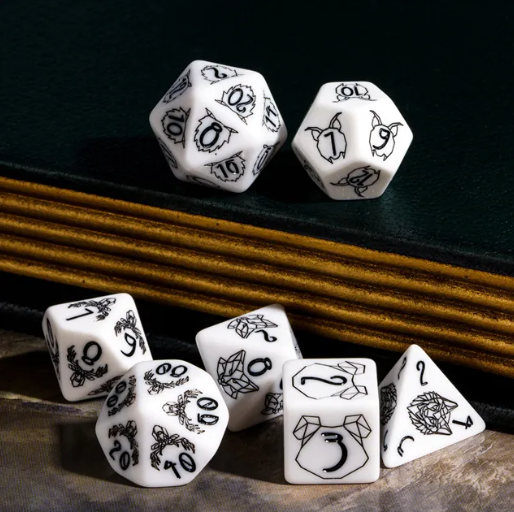Unleash the Wild: Beast Dice - White 7-Dice Set with Black Beast Emblems for RPGs (Online Only)