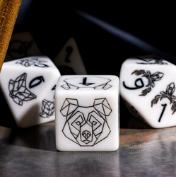 Unleash the Wild: Beast Dice - White 7-Dice Set with Black Beast Emblems for RPGs (Online Only)