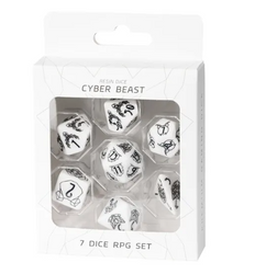 Unleash the Wild: Beast Dice - White 7-Dice Set with Black Beast Emblems for RPGs (Online Only)