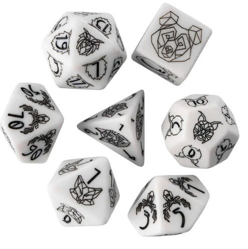 Unleash the Wild: Beast Dice - White 7-Dice Set with Black Beast Emblems for RPGs (Online Only)