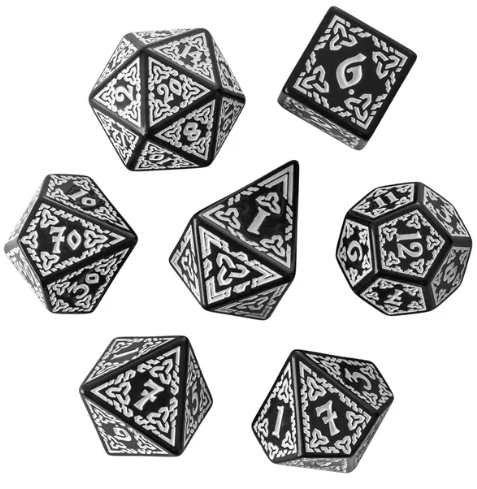 Celtic Knot Dice 7-Dice Set DND RPG Dice Druidic | White, Red, Orange, Yellow. Green, Blue (Online Only)