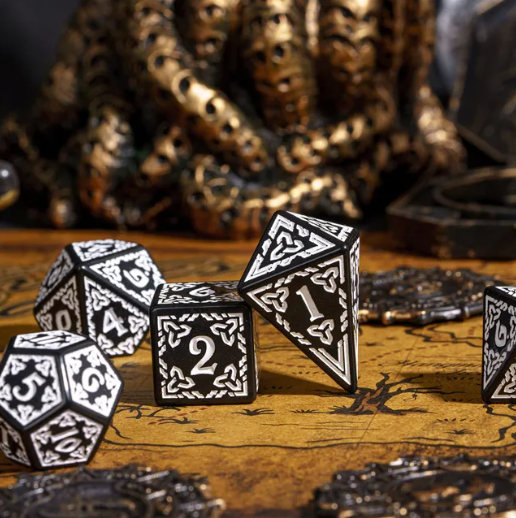 Celtic Knot Dice 7-Dice Set DND RPG Dice Druidic | White, Red, Orange, Yellow. Green, Blue (Online Only)