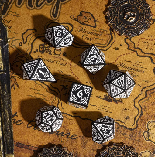 Celtic Knot Dice 7-Dice Set DND RPG Dice Druidic | White, Red, Orange, Yellow. Green, Blue (Online Only)