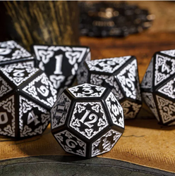 Celtic Knot Dice 7-Dice Set DND RPG Dice Druidic | White, Red, Orange, Yellow. Green, Blue (Online Only)