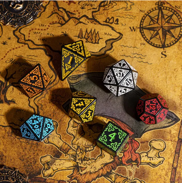 Celtic Knot Dice 7-Dice Set DND RPG Dice Druidic | White, Red, Orange, Yellow. Green, Blue (Online Only)