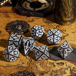 Celtic Knot Dice 7-Dice Set DND RPG Dice Druidic | White, Red, Orange, Yellow. Green, Blue (Online Only)