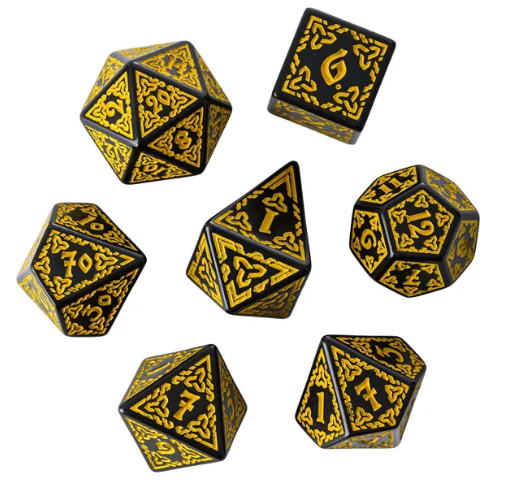 Celtic Knot Dice 7-Dice Set DND RPG Dice Druidic | White, Red, Orange, Yellow. Green, Blue (Online Only)