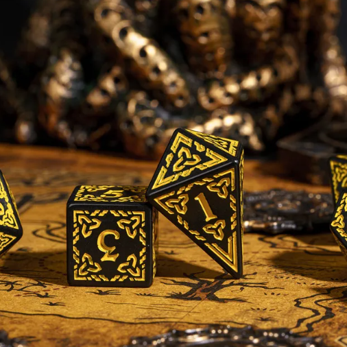Celtic Knot Dice 7-Dice Set DND RPG Dice Druidic | White, Red, Orange, Yellow. Green, Blue (Online Only)