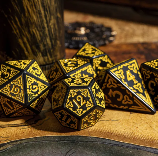 Celtic Knot Dice 7-Dice Set DND RPG Dice Druidic | White, Red, Orange, Yellow. Green, Blue (Online Only)
