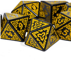 Celtic Knot Dice 7-Dice Set DND RPG Dice Druidic | White, Red, Orange, Yellow. Green, Blue (Online Only)