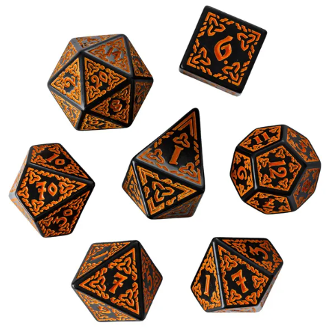 Celtic Knot Dice 7-Dice Set DND RPG Dice Druidic | White, Red, Orange, Yellow. Green, Blue (Online Only)