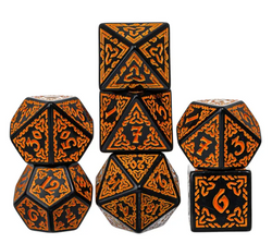 Celtic Knot Dice 7-Dice Set DND RPG Dice Druidic | White, Red, Orange, Yellow. Green, Blue (Online Only)